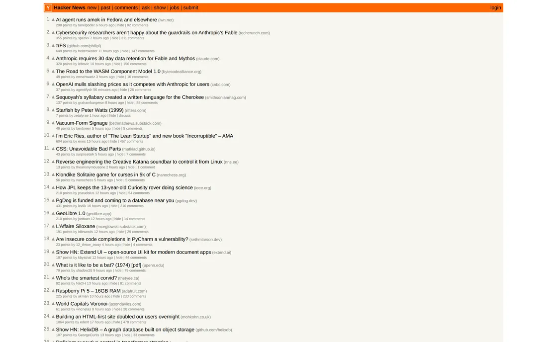 news.ycombinator.com original screenshot